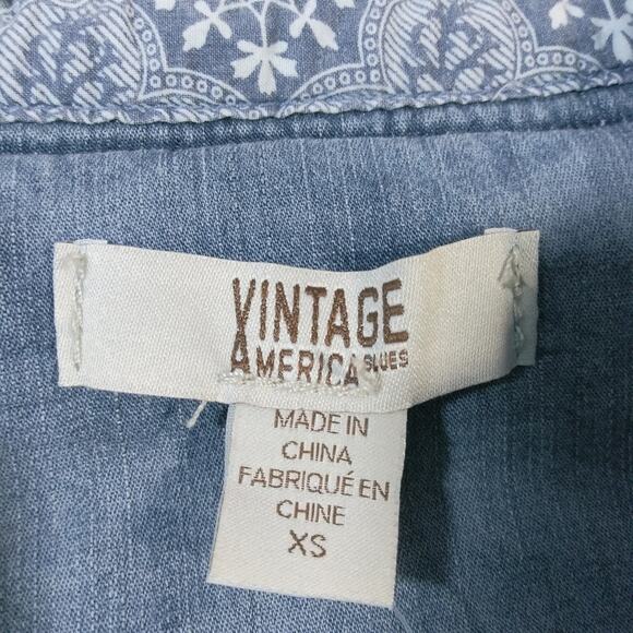 Vintage America Blues Sinclair Blue Embroidered Button Up Shirt Size XS - Picture 6 of 11